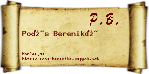 Poós Bereniké névjegykártya